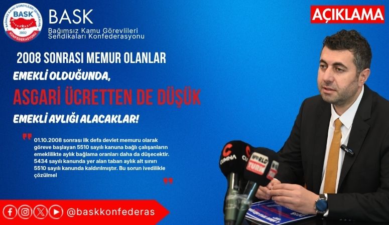 2008 Sonrası Memur Olanlar Emekli Olduğunda Asgari Ücretten de Düşük Emekli Aylığı Alacaklar
