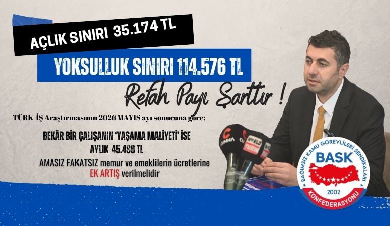 Öğretici : Açlık Sınırı 35.174 TL, Yoksulluk Sınırı 114.576 TL Olmuşken Refah Payı Şarttır!